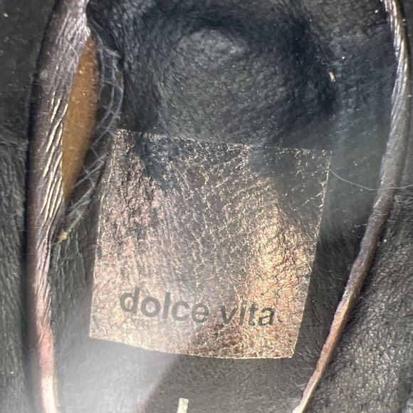 Dolce Vita Vera Cuoio Slip On Round Toe Cone Pump 41/2" Heel Grayish Blue Size 6 - Picture 3 of 7